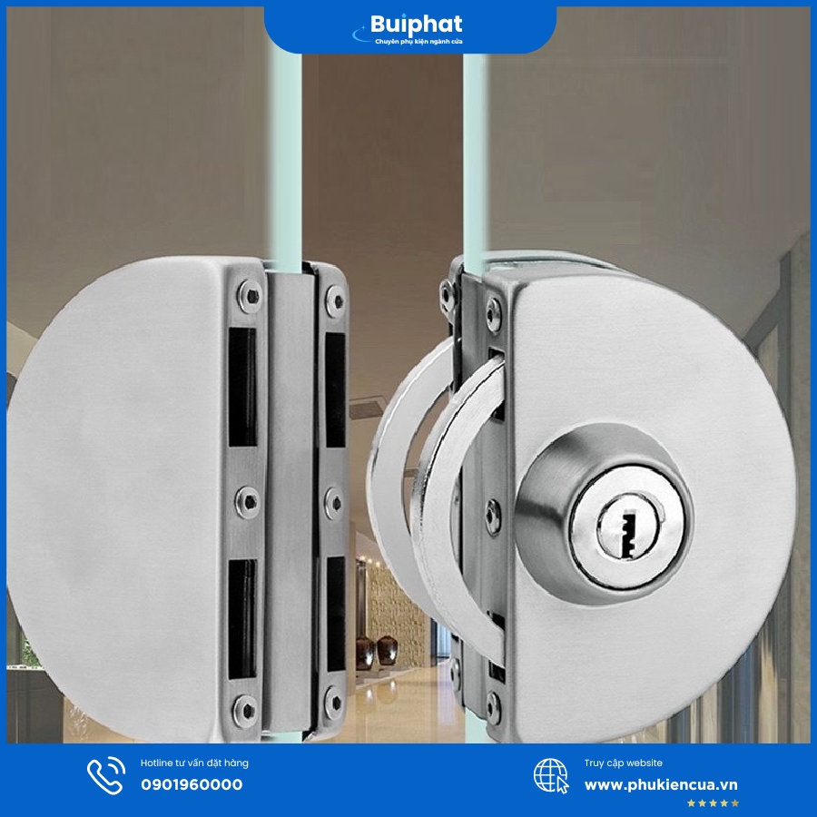 Khóa cửa kính bán nguyệt kép