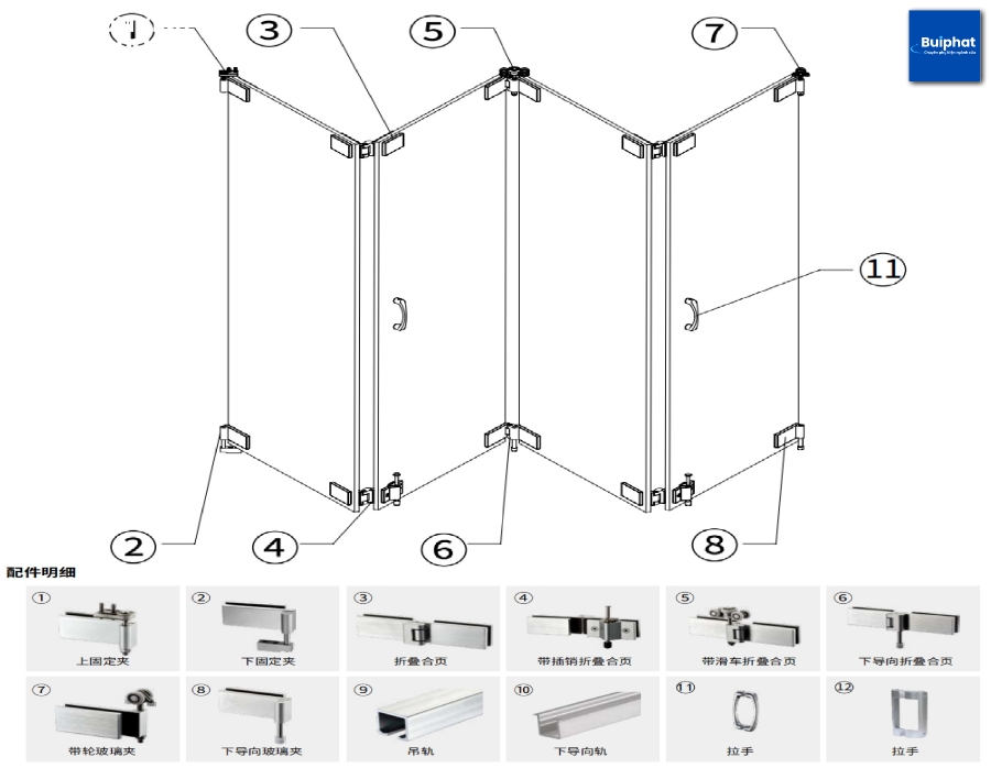 Phụ kiện cửa kính xếp gập