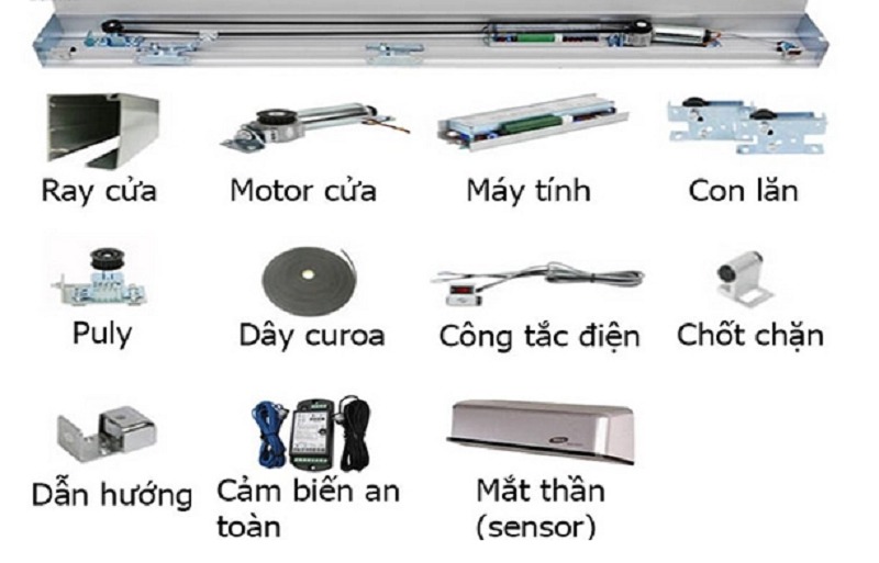 Cấu tạo phụ kiện phụ kiện cửa lùa tự động