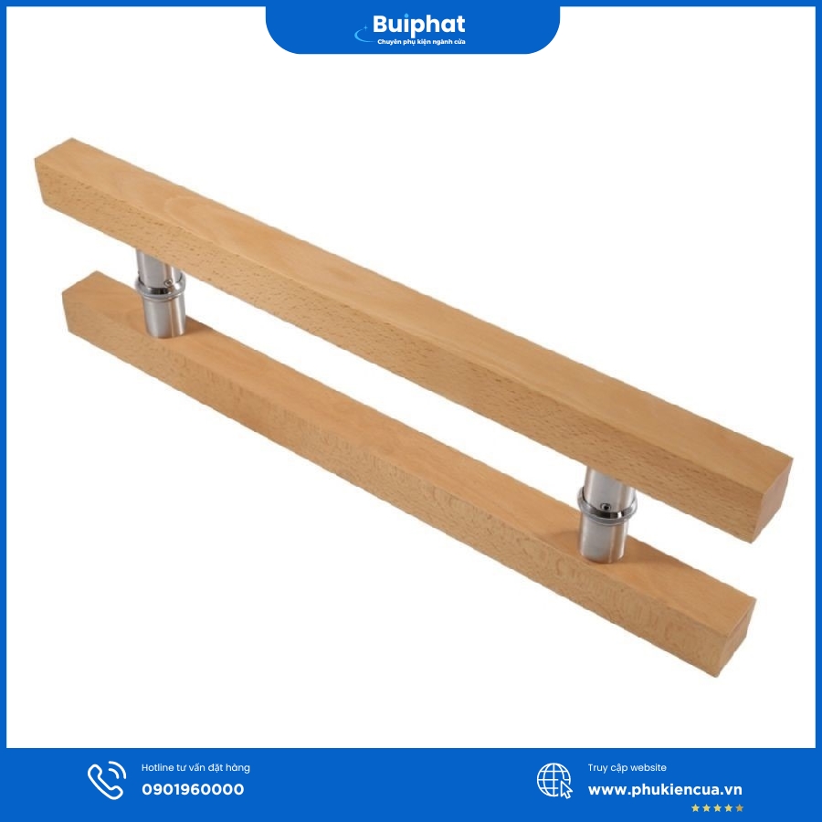 Chất liệu tay nắm cửa kính gỗ nhập khẩu, inox nối SUS 304 cao cấp
