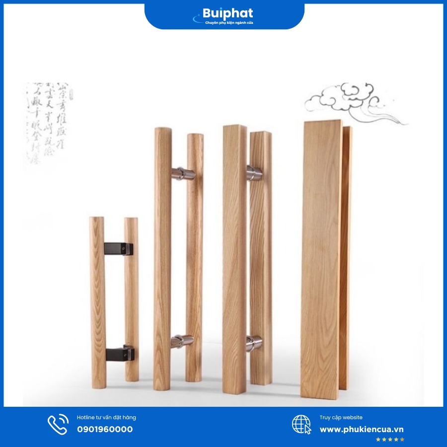 Tay nắm gỗ cửa kính cường lực