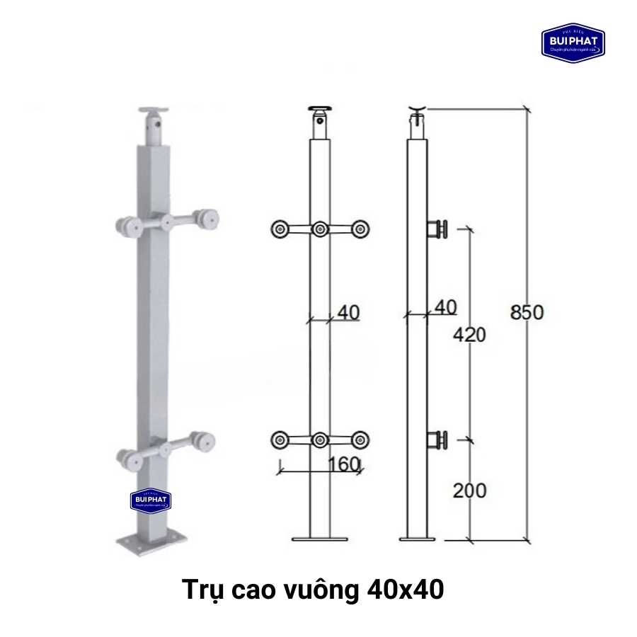 Trụ Cao Rỗng Hộp 40×40 hoặc phi 51