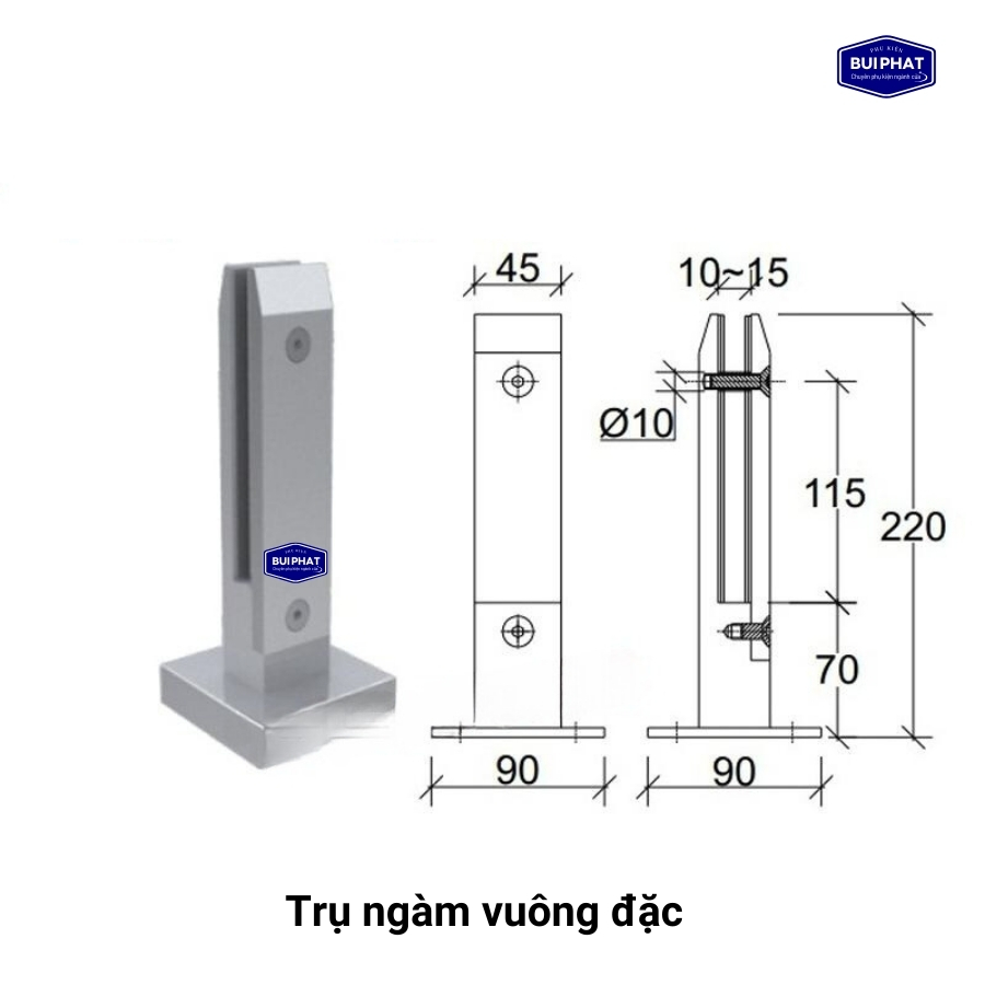 Trụ cầu thang ngàm vuông đặc