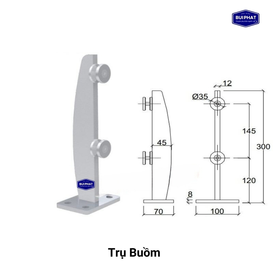 Trụ cầu thang Buồm đặc 10-12ly