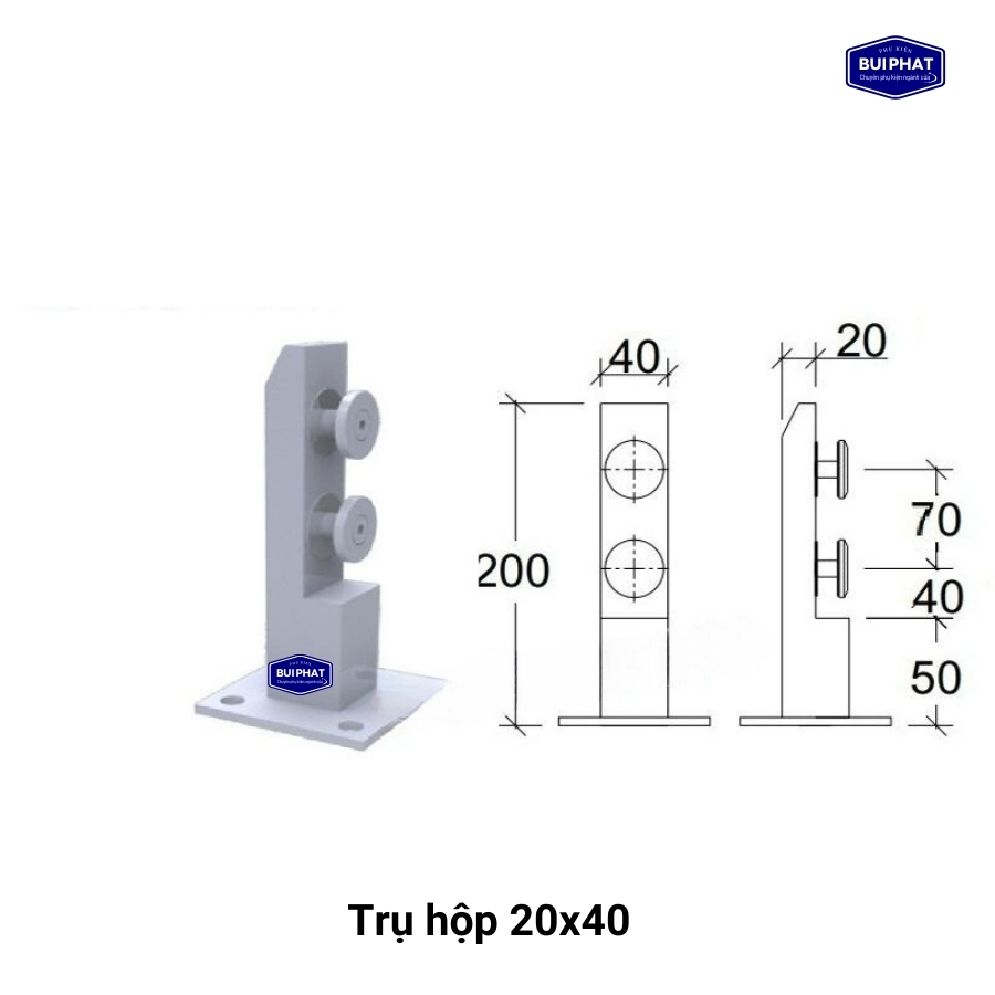 Trụ hộp cầu thang kính 20x40