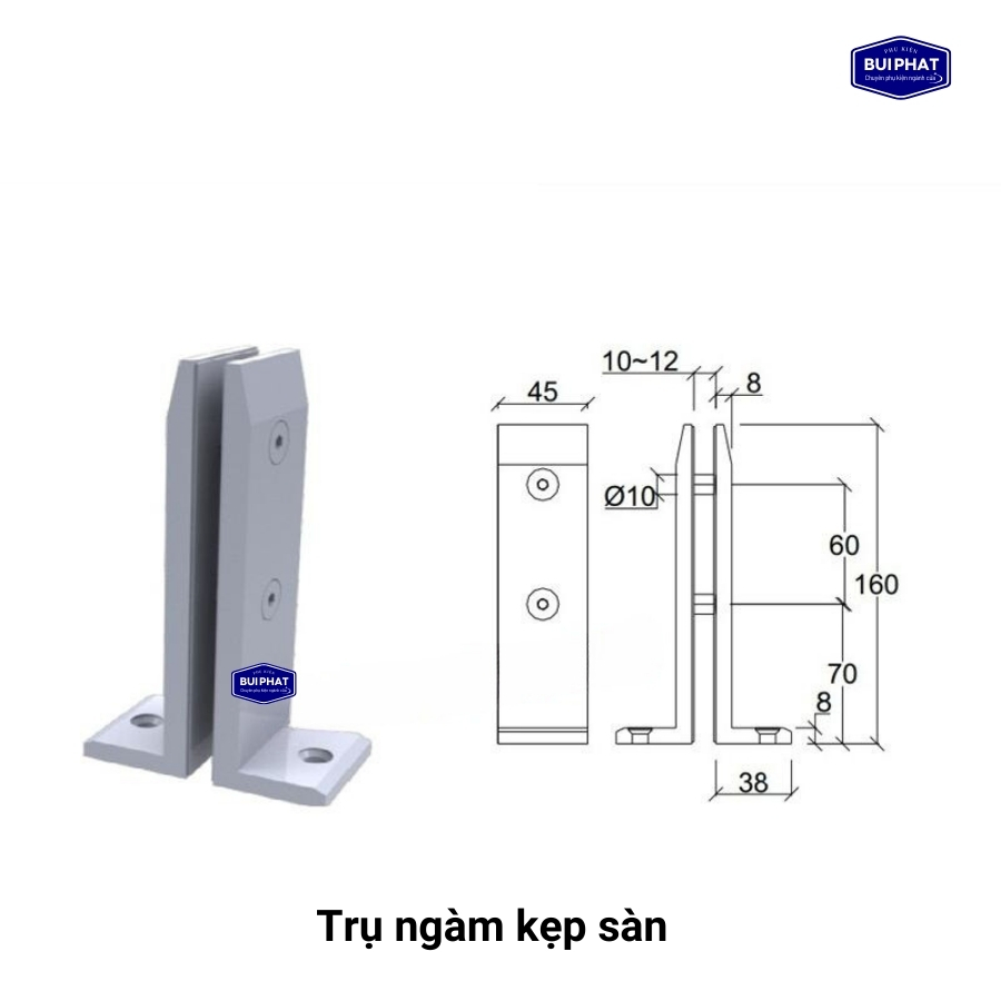 Trụ ngàm kẹp kính sàn cầu thang